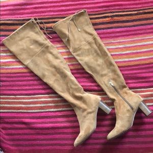 Anthropologie suede thigh high boots, size 10